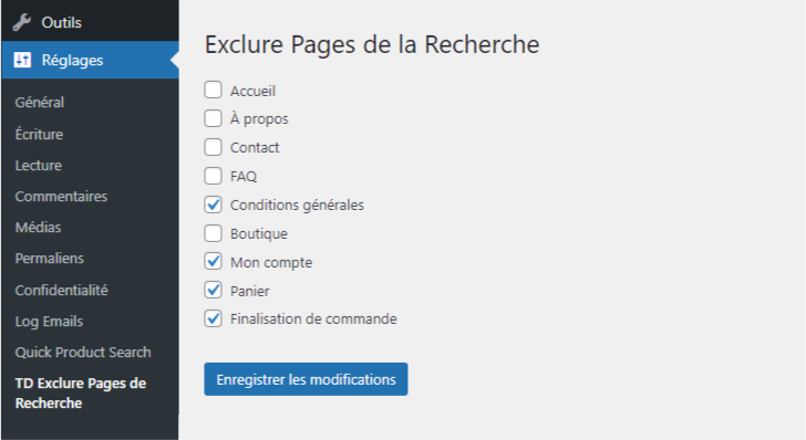 Aperçu de la page option